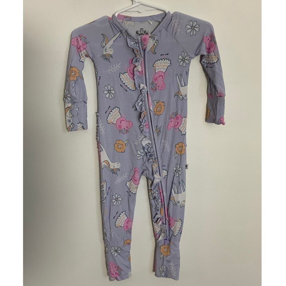 Bums & Roses Bamboo Baby Girl‎ Peppa Pig Purple Zippy Pajamas 6-9 Months